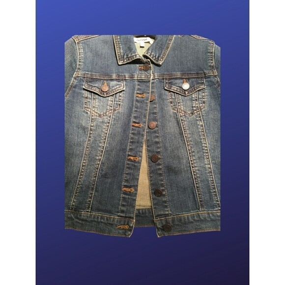 REFUGE Cropped Jean Jacket, BLUE/DARK WASH, Women's Size Small, NWOT - Picture 8 of 9